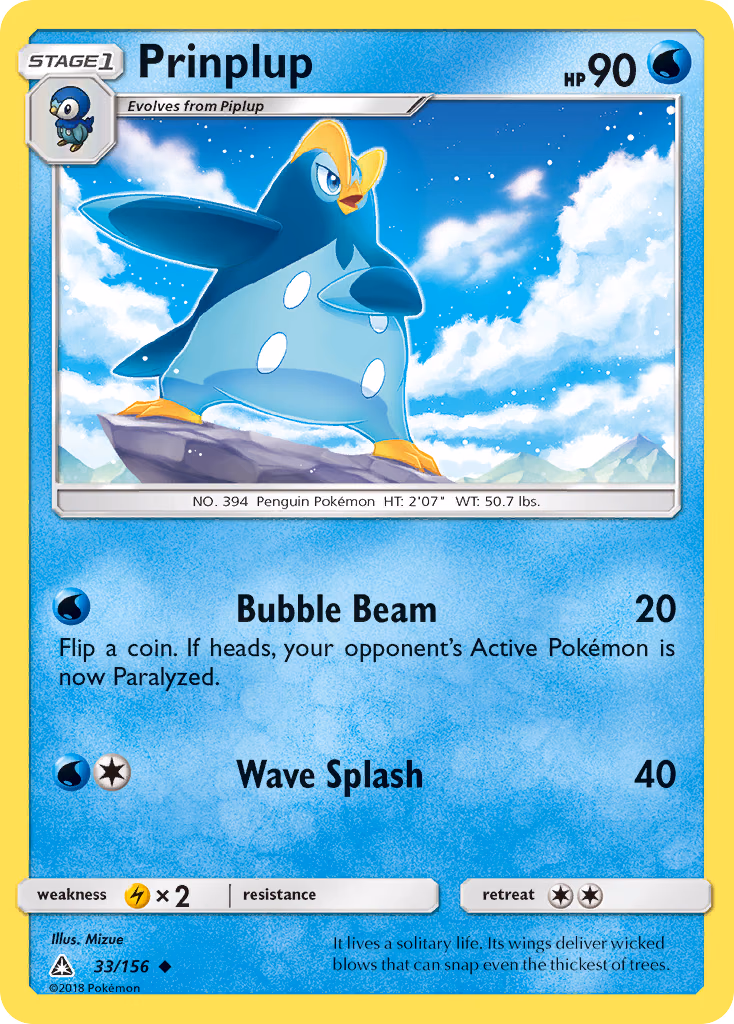 Prinplup Pokemon card (33/156, Ultra Prism)