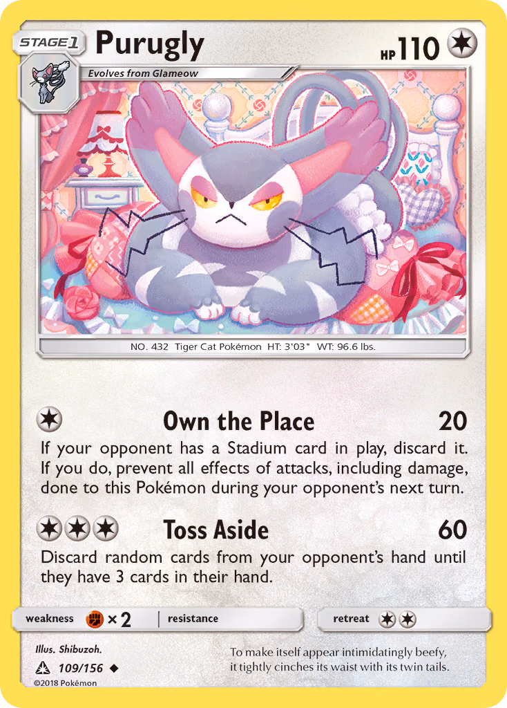 Purugly Pokemon card (109/156, Ultra Prism)
