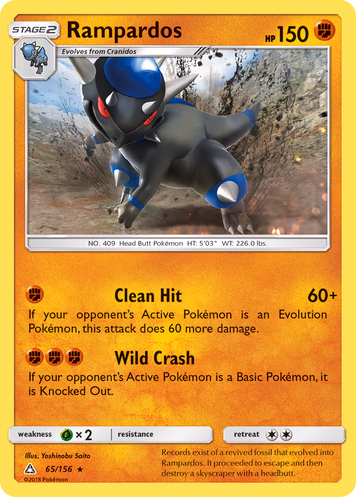Rampardos Pokemon card (65/156, Ultra Prism)