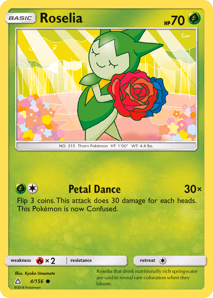 Roselia Pokemon card (4/156, Ultra Prism)