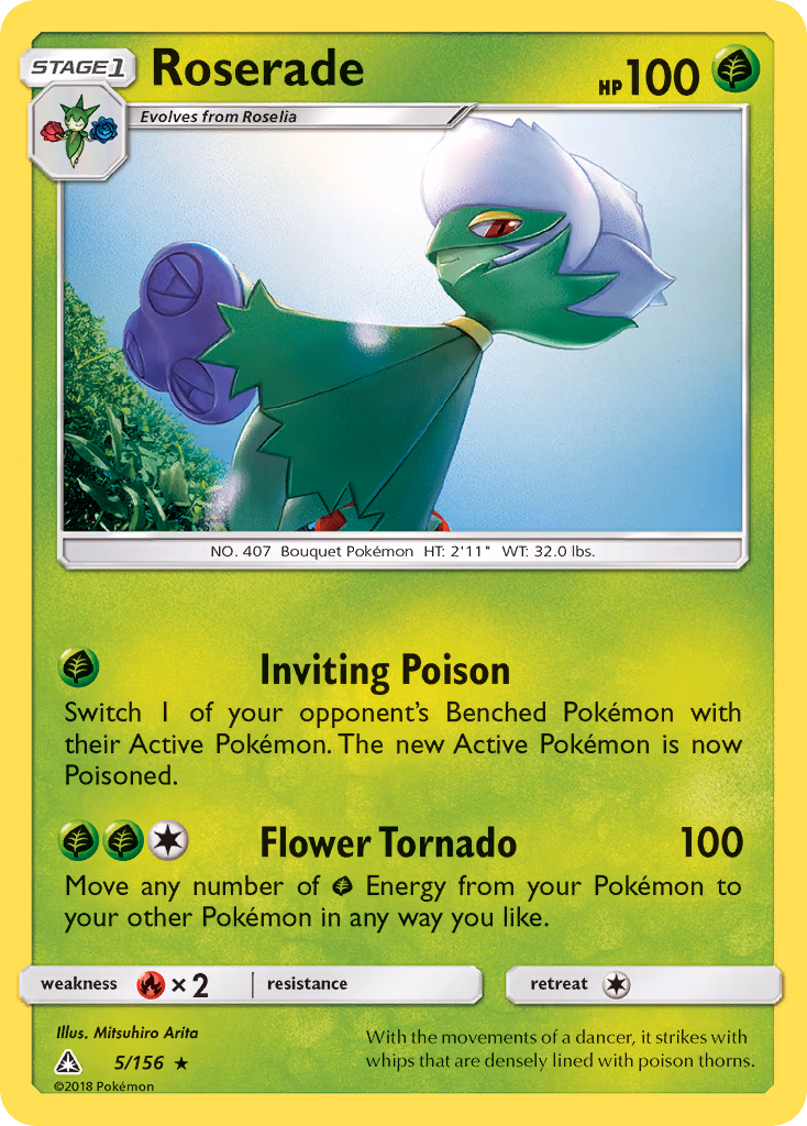 Roserade Pokemon card (5/156, Ultra Prism)