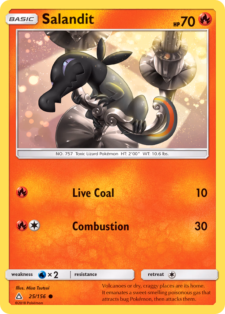 Salandit Pokemon card (25/156, Ultra Prism)