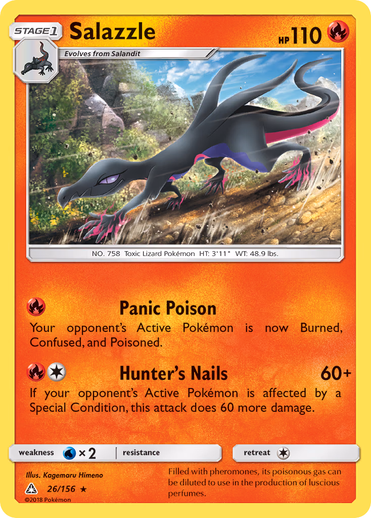 Salazzle Pokemon card (26/156, Ultra Prism)