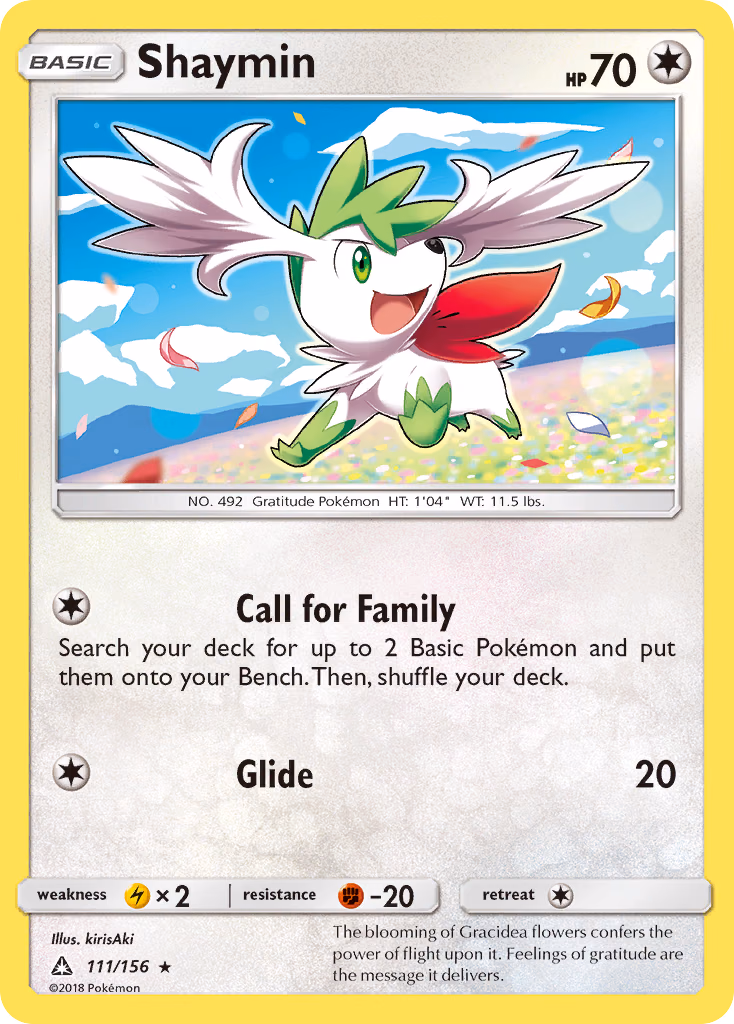 Shaymin Pokemon card (111/156, Ultra Prism)