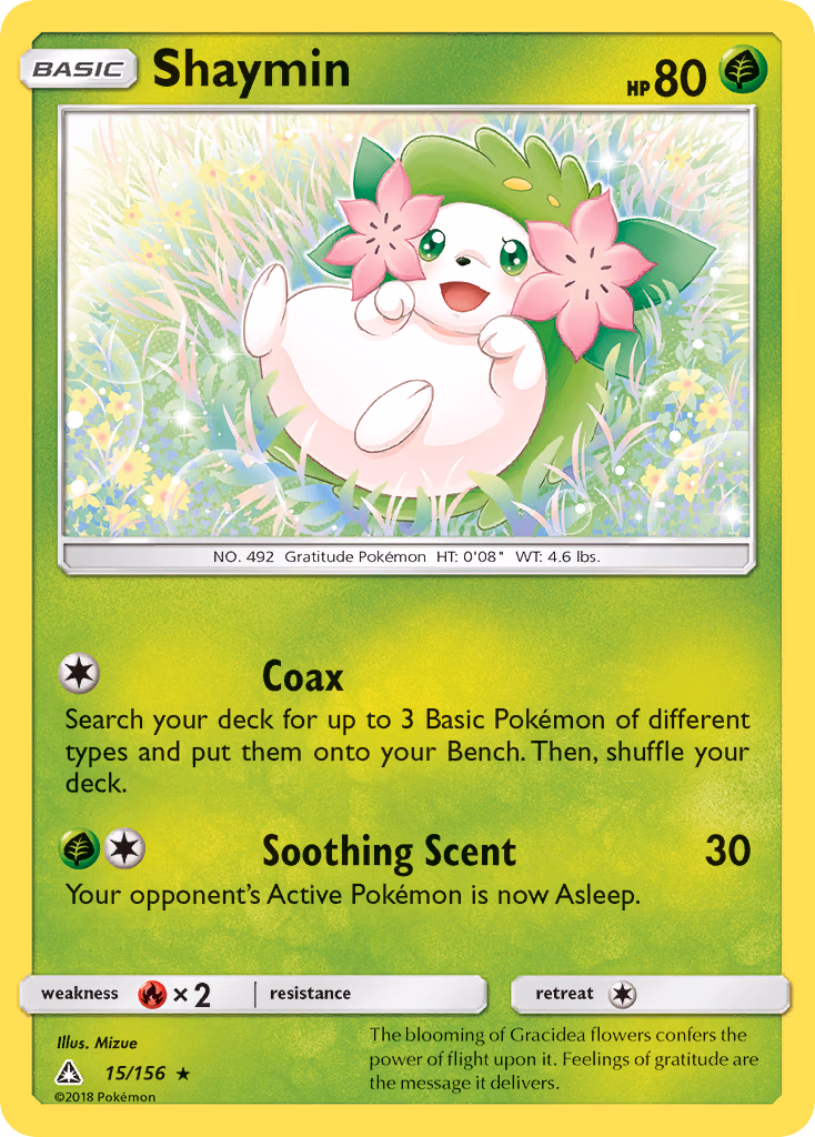 Shaymin Pokemon card (15/156, Ultra Prism)