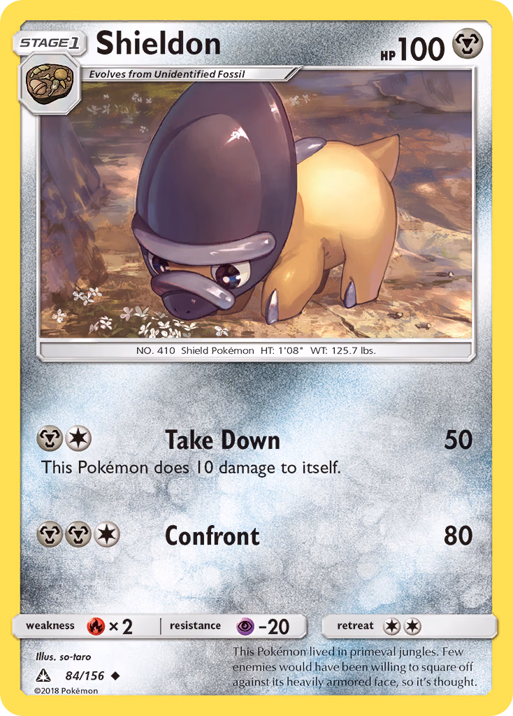 Shieldon Pokemon card (84/156, Ultra Prism)