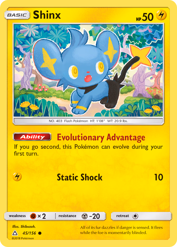 Shinx Pokemon card (45/156, Ultra Prism)