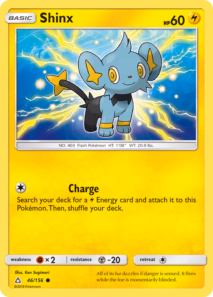 Shinx Pokemon card (46/156, Ultra Prism)