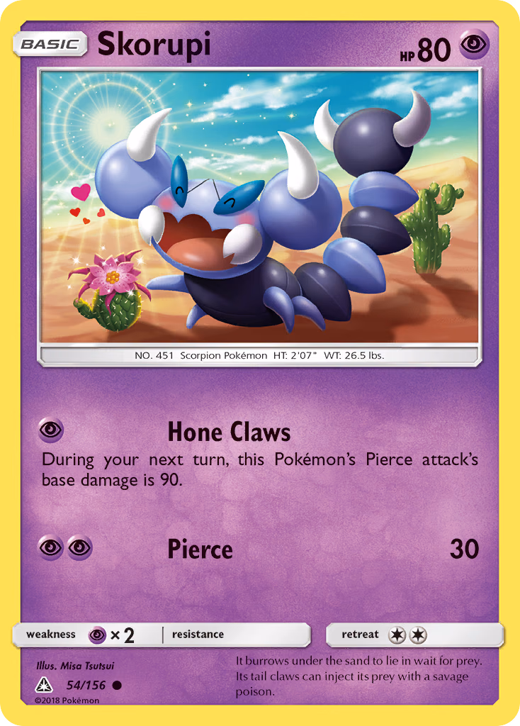 Skorupi Pokemon card (54/156, Ultra Prism)