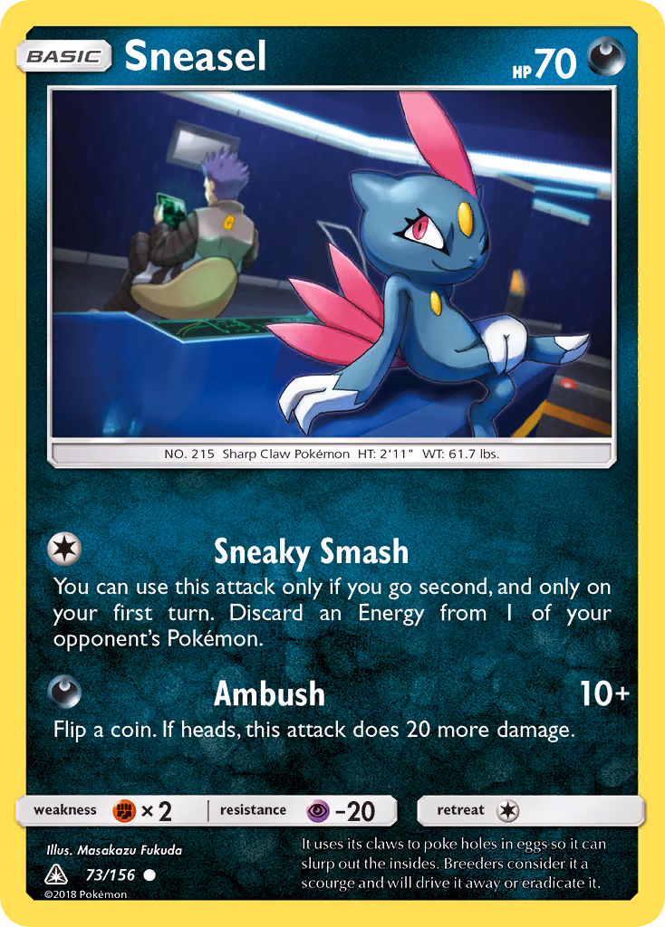 Sneasel Pokemon card (73/156, Ultra Prism)