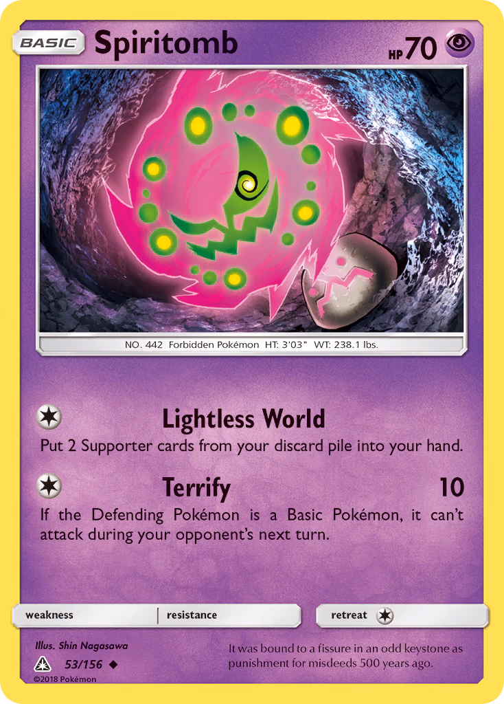 Spiritomb Pokemon card (53/156, Ultra Prism)