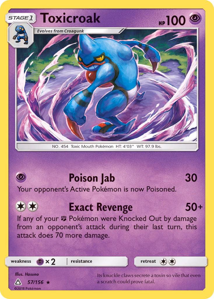 Toxicroak Pokemon card (57/156, Ultra Prism)