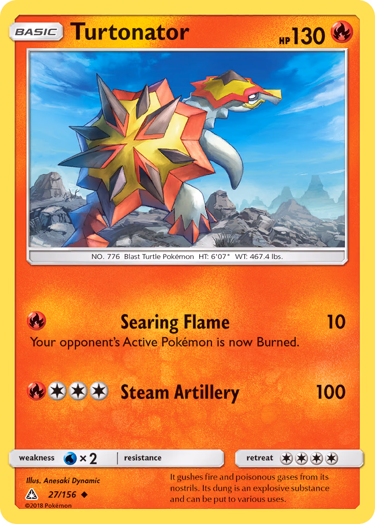 Turtonator Pokemon card (27/156, Ultra Prism)