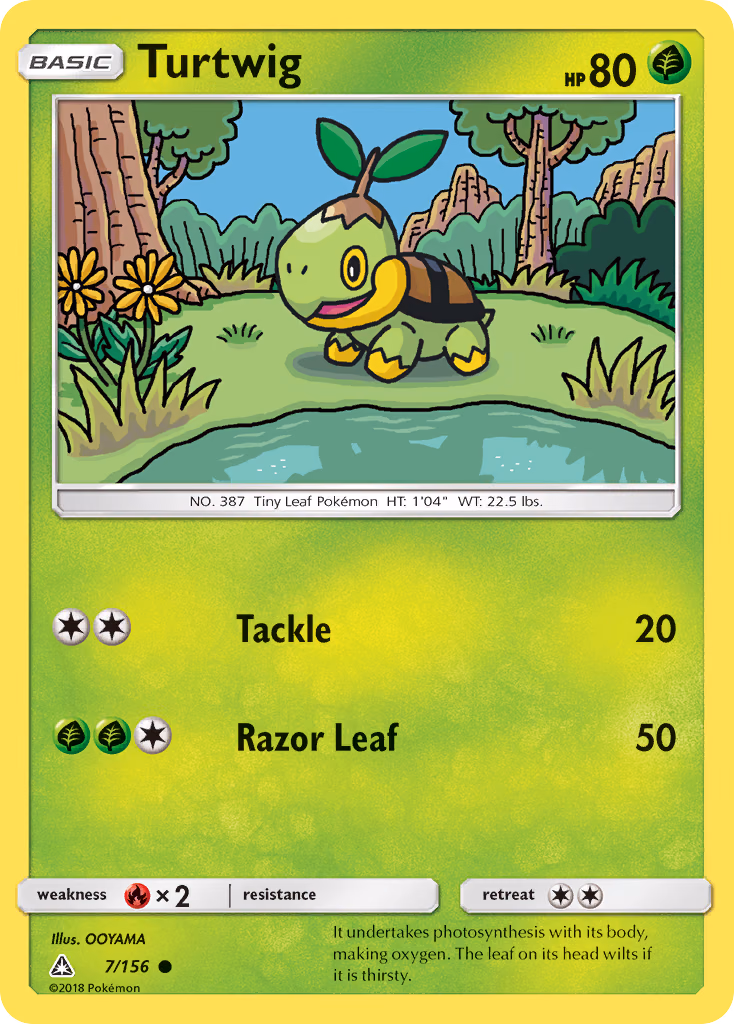 Turtwig Pokemon card (7/156, Ultra Prism)