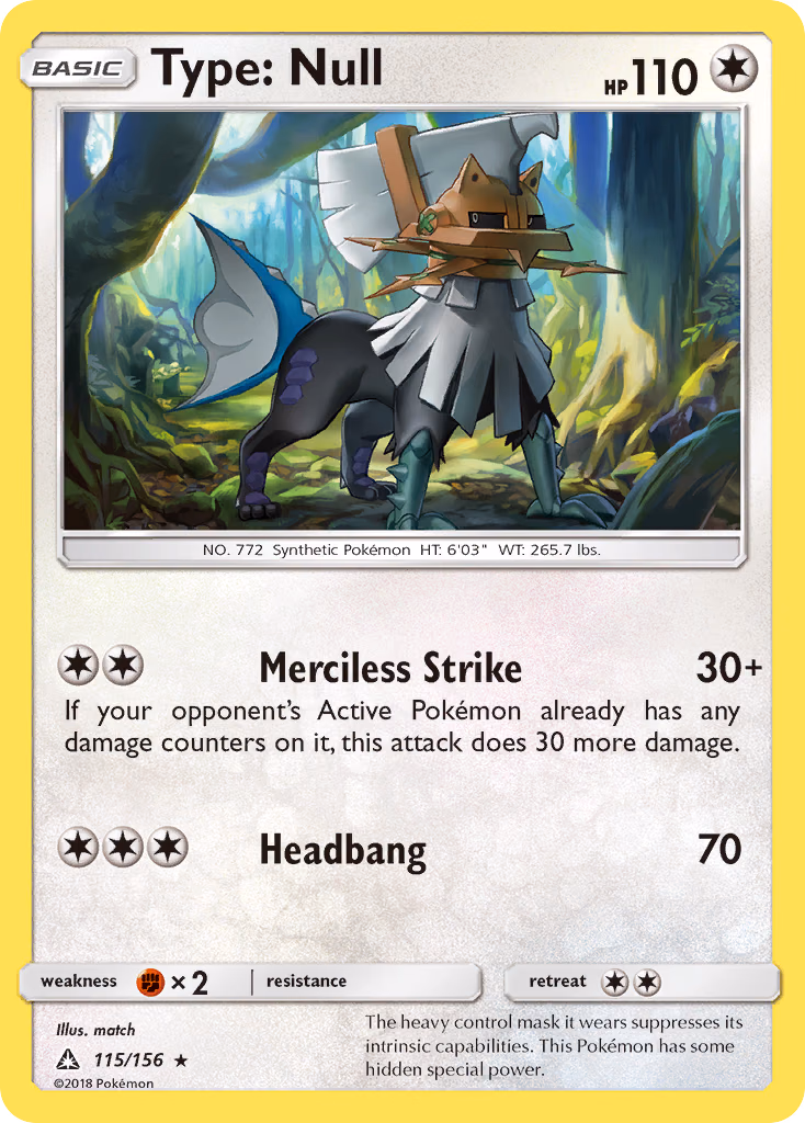 Type: Null Pokemon card (115/156, Ultra Prism)
