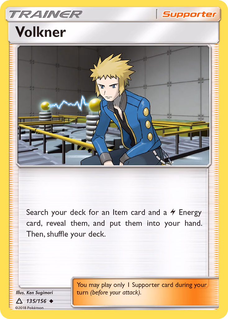 Volkner Pokemon card (135/156, Ultra Prism)