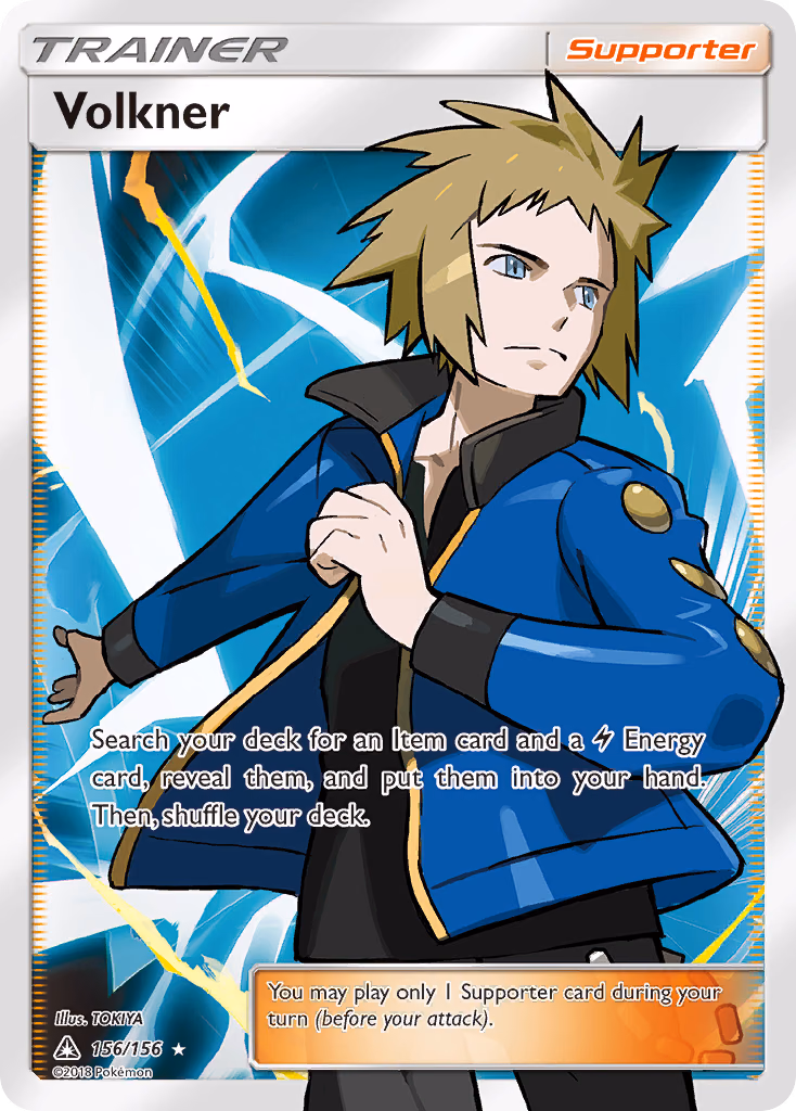 Volkner Pokemon card (156/156, Ultra Prism)