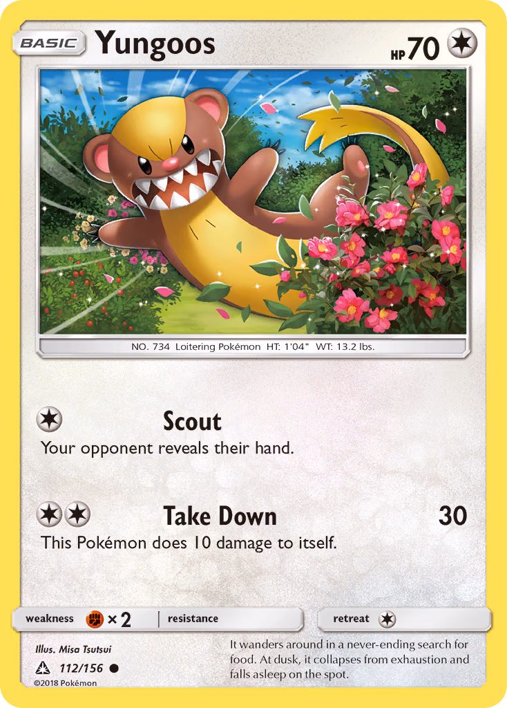 Yungoos Pokemon card (112/156, Ultra Prism)
