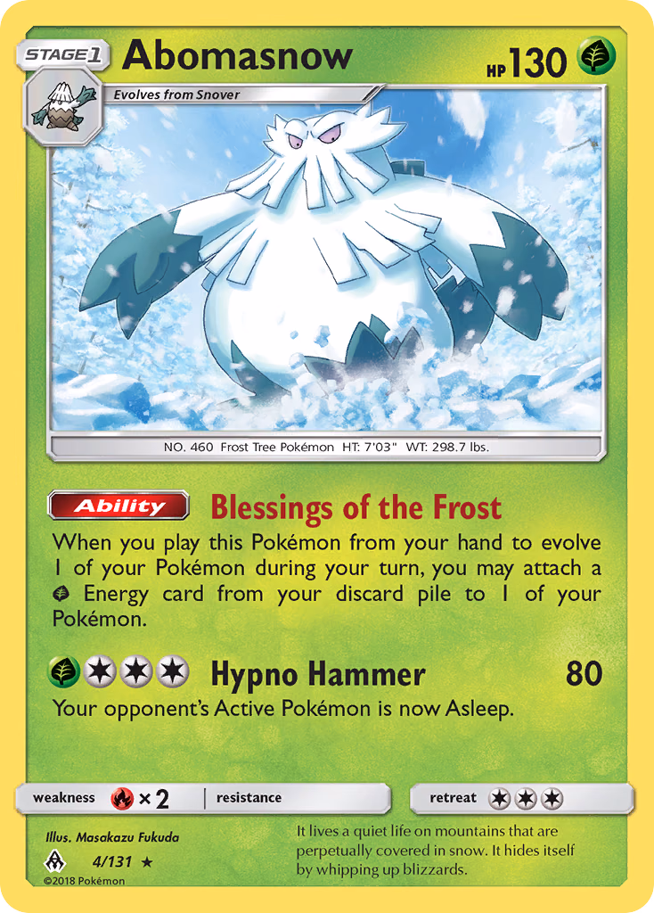Abomasnow Pokemon card (4/131, Forbidden Light)