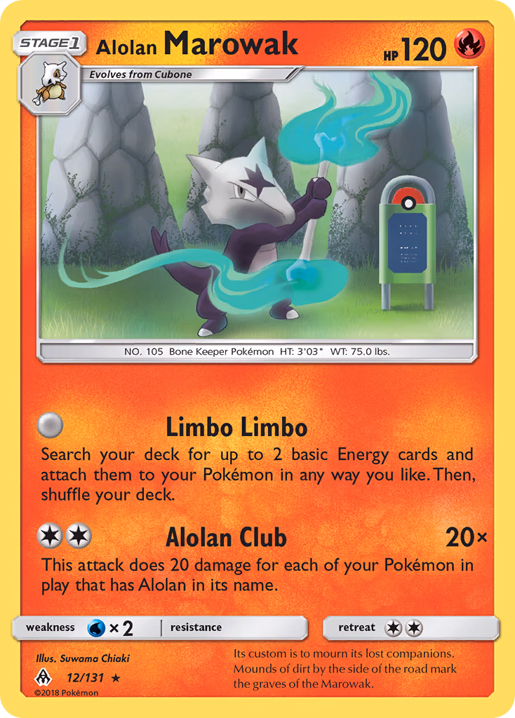 Alolan Marowak Pokemon card (12/131, Forbidden Light)