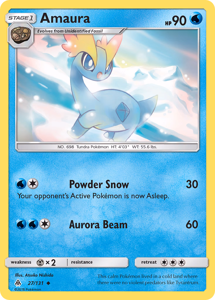 Amaura Pokemon card (27/131, Forbidden Light)