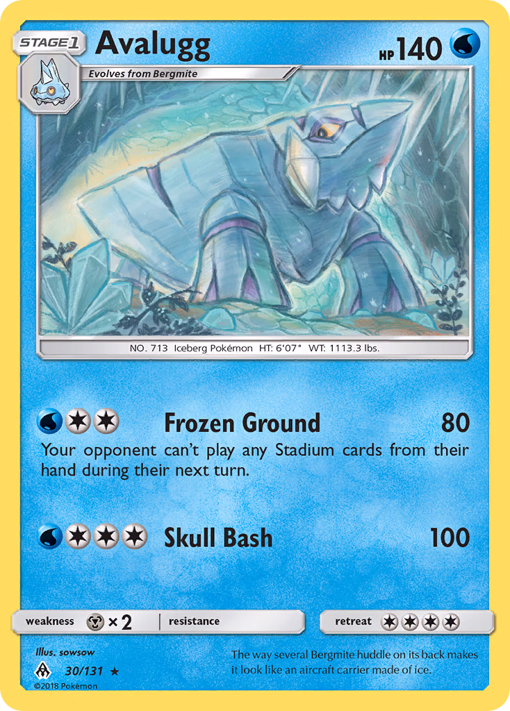 Avalugg Pokemon card (30/131, Forbidden Light)