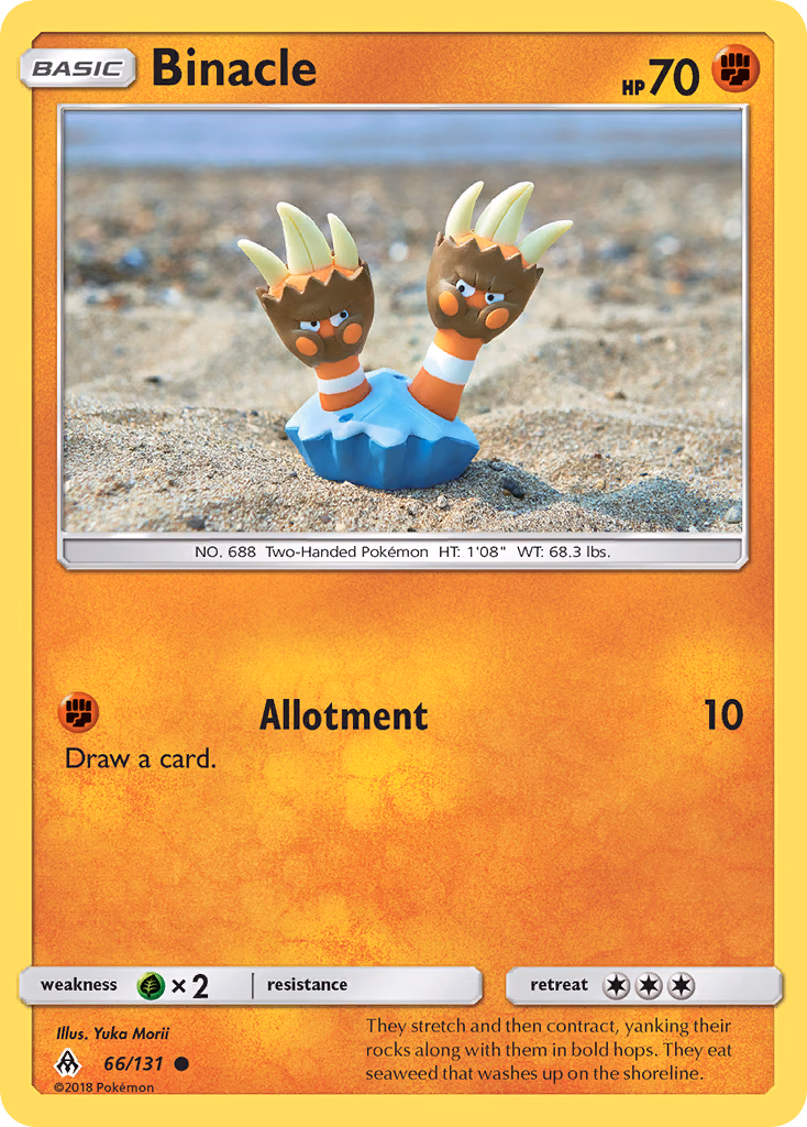 Binacle Pokemon card (66/131, Forbidden Light)