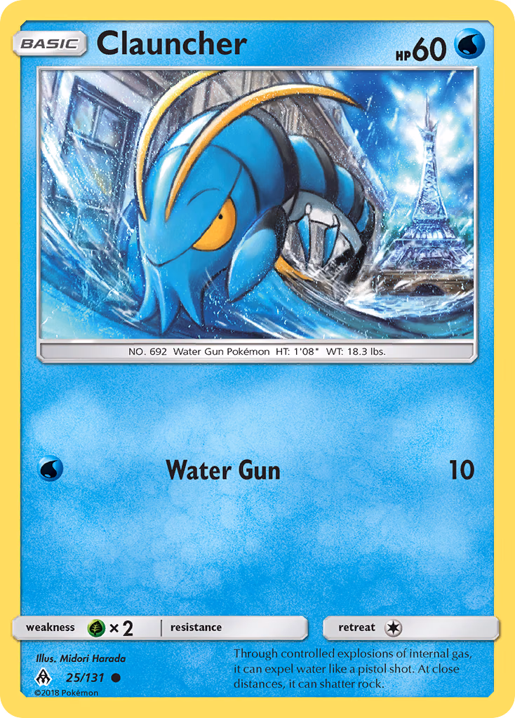 Clauncher Pokemon card (25/131, Forbidden Light)