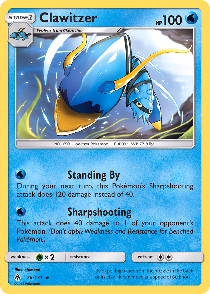 Clawitzer Pokemon card (26/131, Forbidden Light)