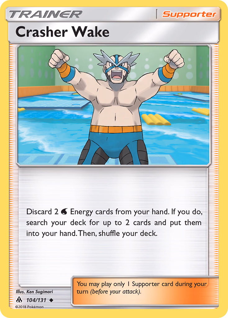Crasher Wake Pokemon card (104/131, Forbidden Light)