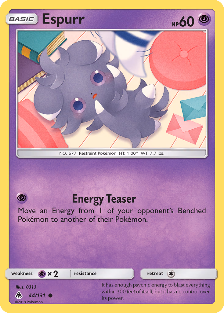 Espurr Pokemon card (44/131, Forbidden Light)
