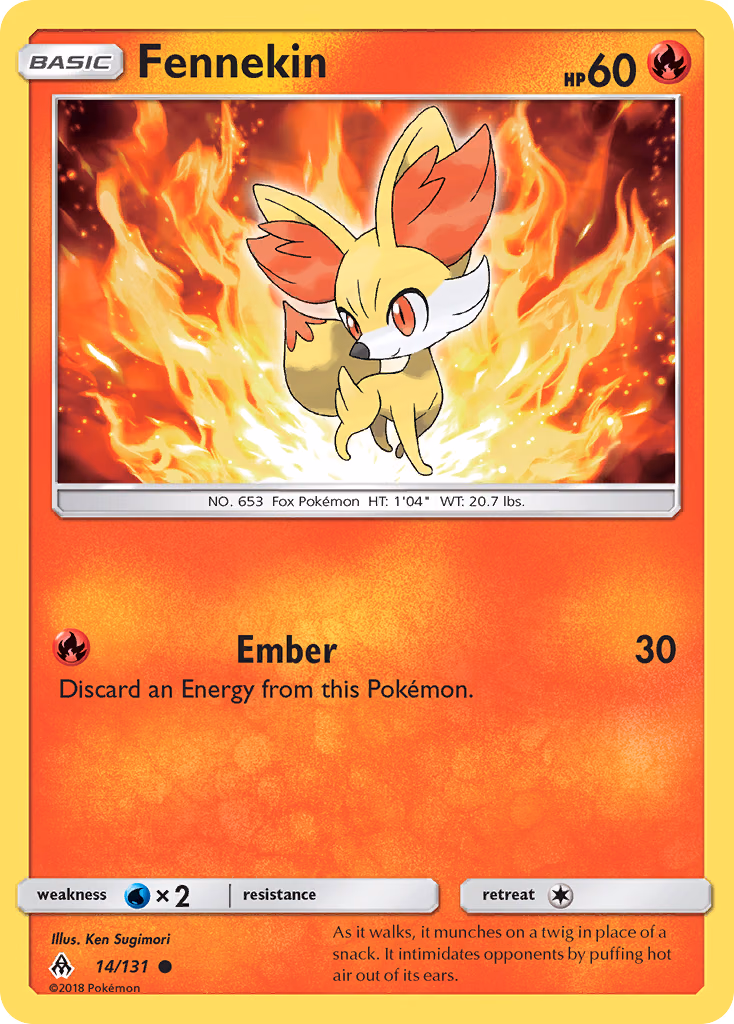 Fennekin Pokemon card (14/131, Forbidden Light)