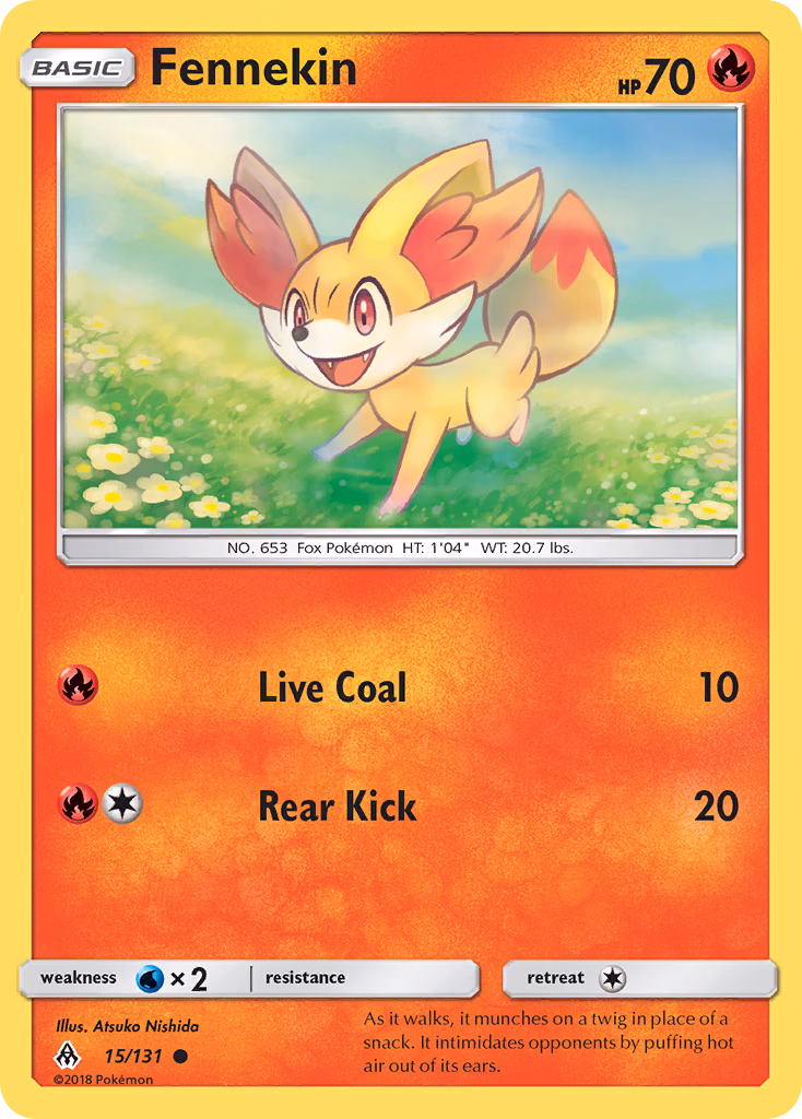Fennekin Pokemon card (15/131, Forbidden Light)