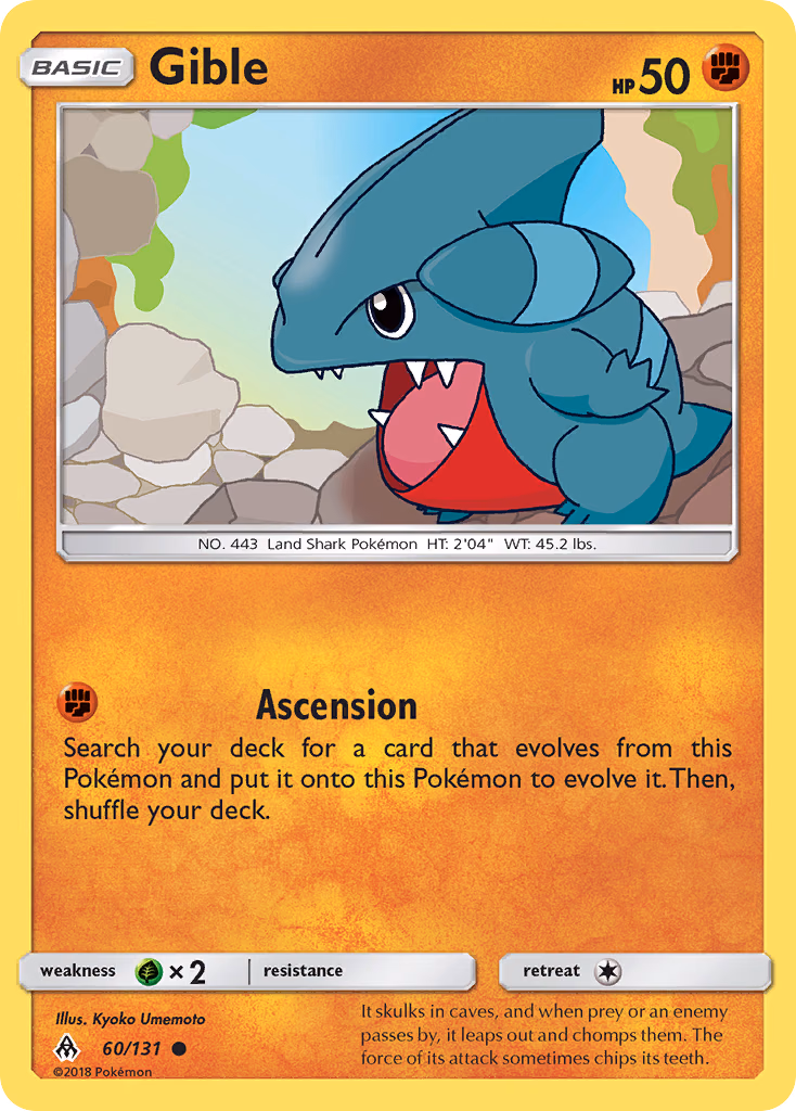 Gible Pokemon card (60/131, Forbidden Light)
