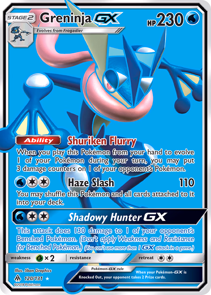 Greninja-GX Pokemon card (120/131, Forbidden Light)
