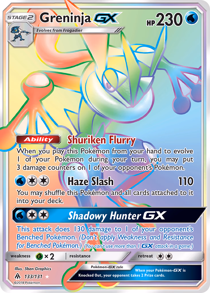 Greninja-GX Pokemon card (133/131, Forbidden Light)