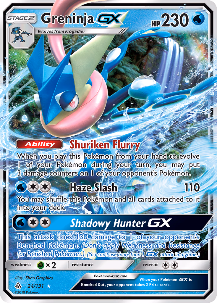 Greninja-GX Pokemon card (24/131, Forbidden Light)