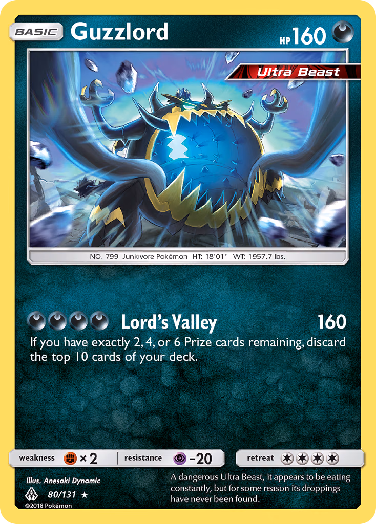 Guzzlord Pokemon card (80/131, Forbidden Light)