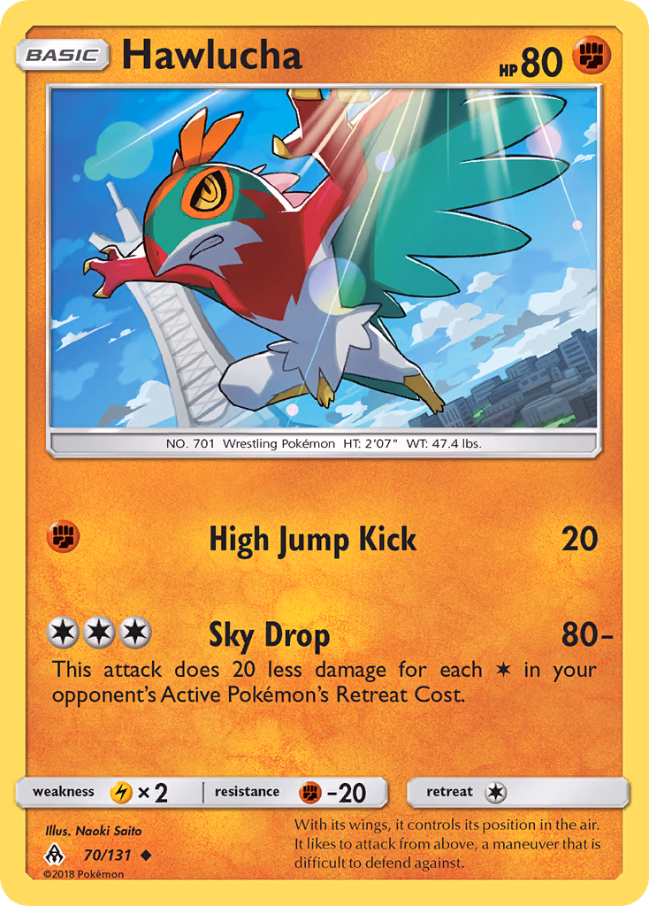 Hawlucha Pokemon card (70/131, Forbidden Light)