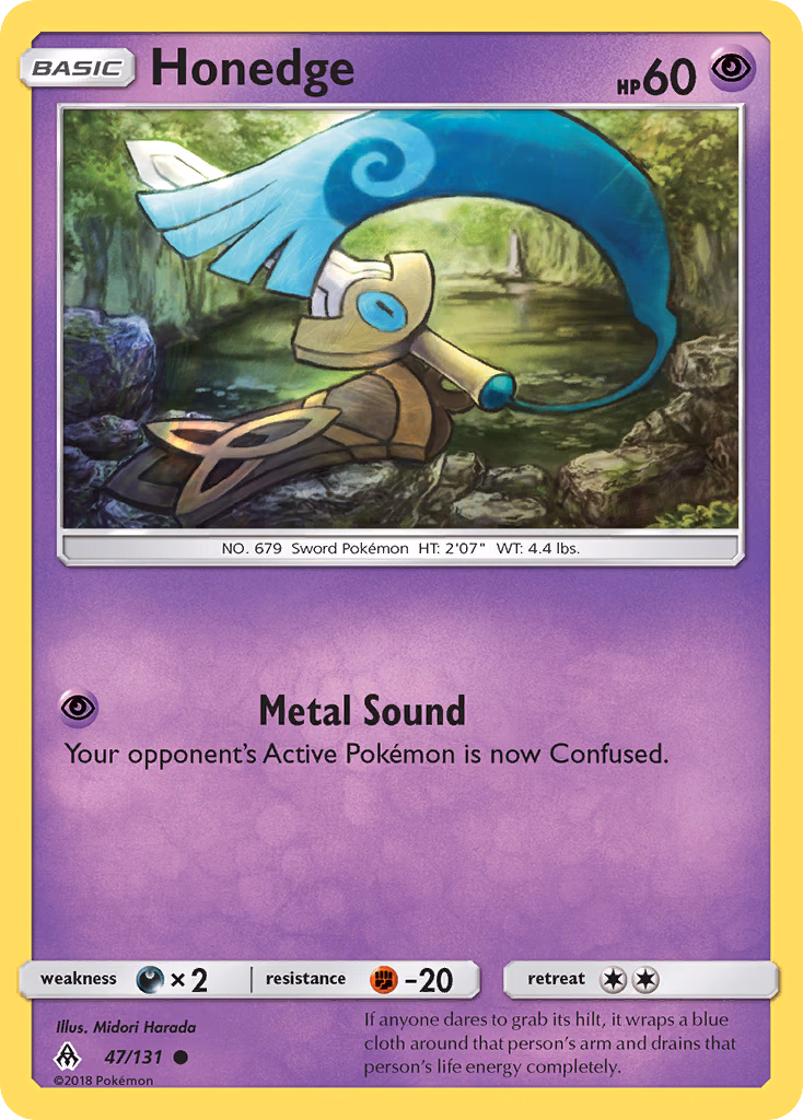 Honedge Pokemon card (47/131, Forbidden Light)