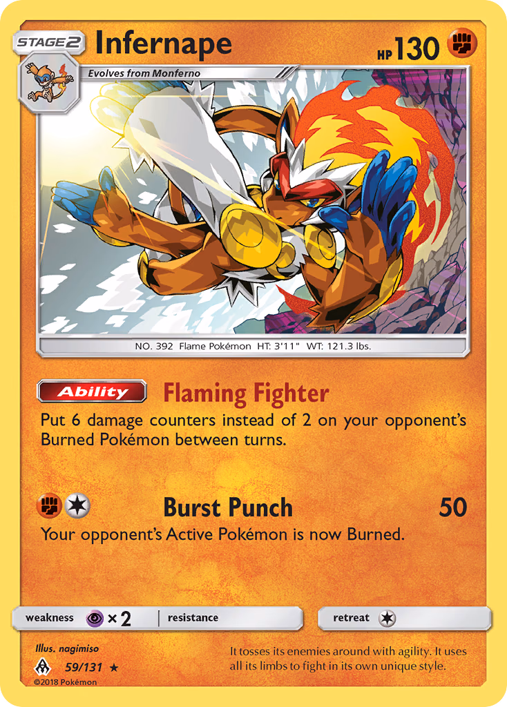 Infernape Pokemon card (59/131, Forbidden Light)