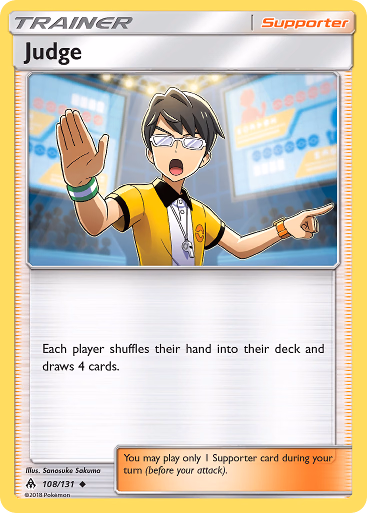 Judge Pokemon card (108/131, Forbidden Light)