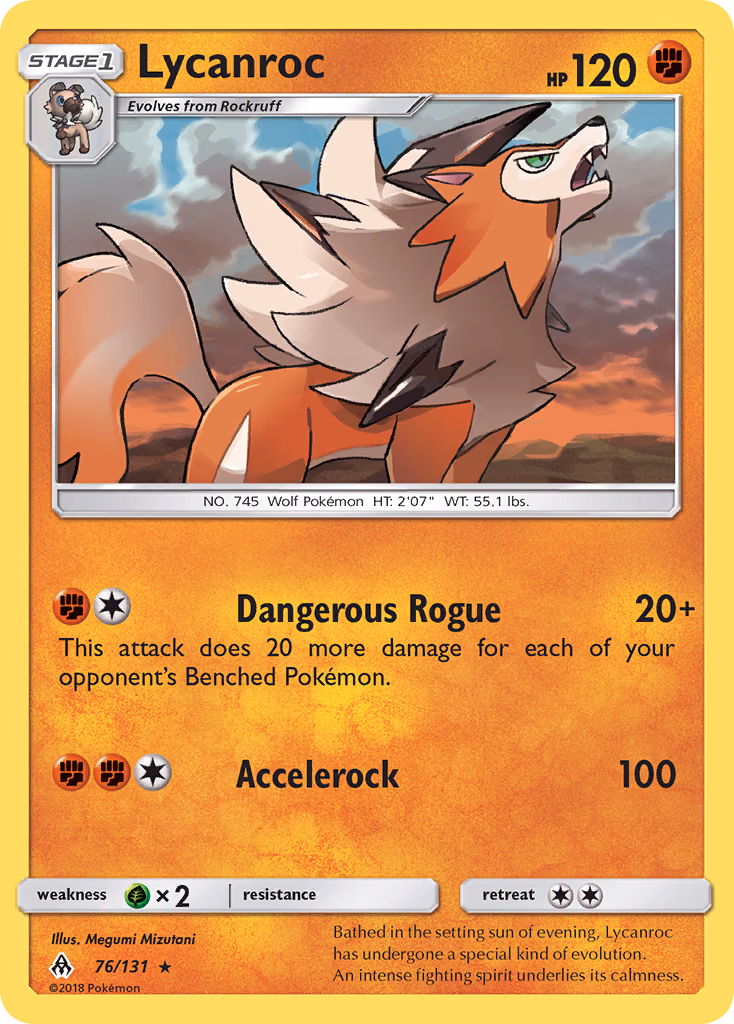 Lycanroc Pokemon card (76/131, Forbidden Light)