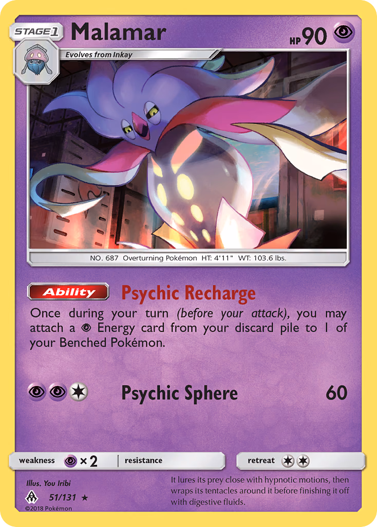 Malamar Pokemon card (51/131, Forbidden Light)