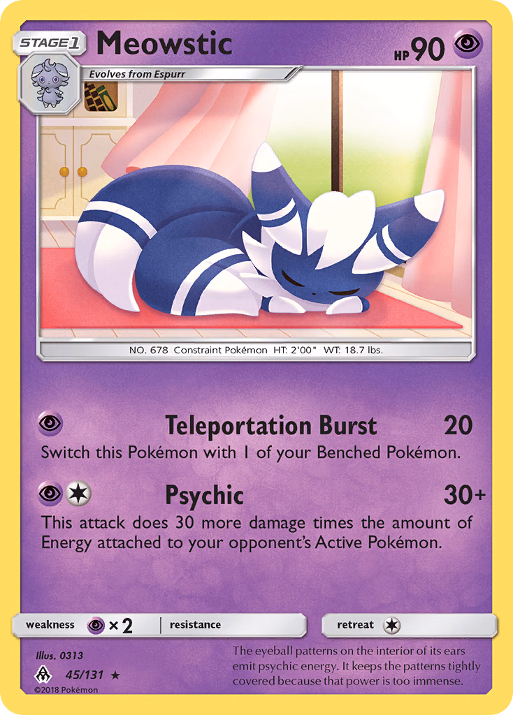 Meowstic Pokemon card (45/131, Forbidden Light)