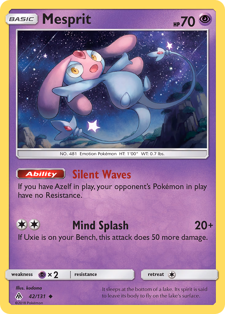 Mesprit Pokemon card (42/131, Forbidden Light)