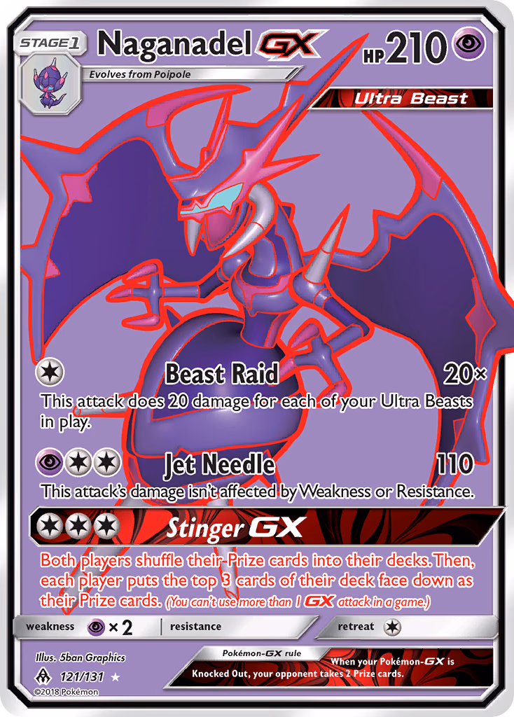 Naganadel-GX Pokemon card (121/131, Forbidden Light)