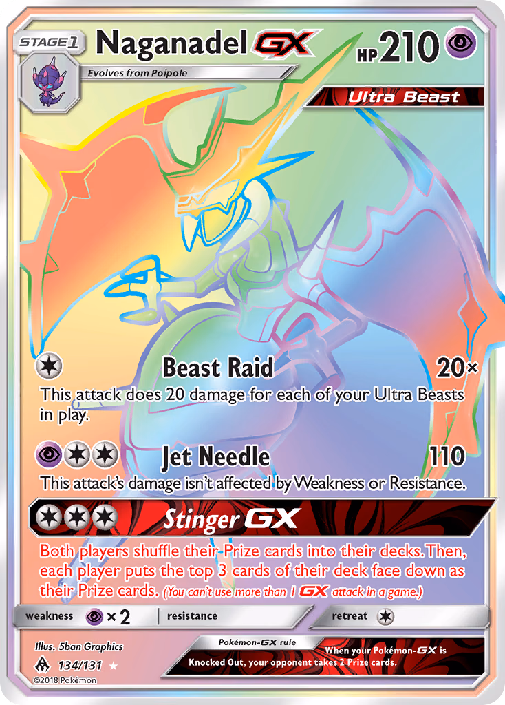 Naganadel-GX Pokemon card (134/131, Forbidden Light)