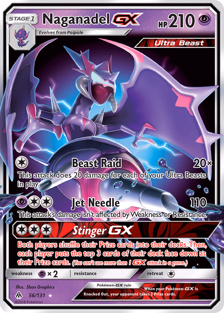 Naganadel-GX Pokemon card (56/131, Forbidden Light)
