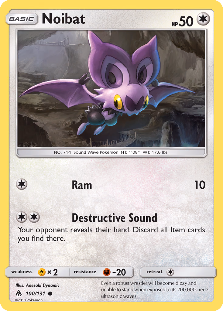 Noibat Pokemon card (100/131, Forbidden Light)